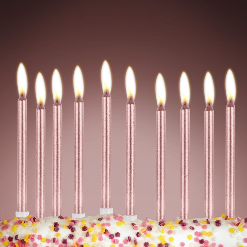 Girls 80th Birthday Candles Decorations, Number 80 Candle with Rose Gold Long Candles, Birthday Candles for Cake, Cake Candle Cake Topper for Women Birthday Party 80th Wedding Anniversary Celebrations - Image 2