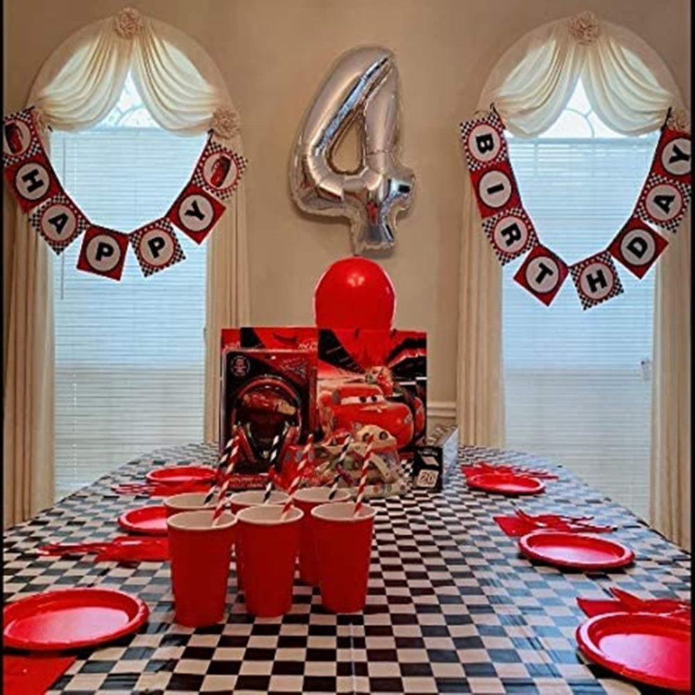 137*274cm Black and White Checkered Disposable Table Cloth Table Covers,Party Rectangular Tablecover Plastic Tablecloths for Racing Party,Picnic,Baby Shower,Wedding,Birthday Parties Decoration - Image 4