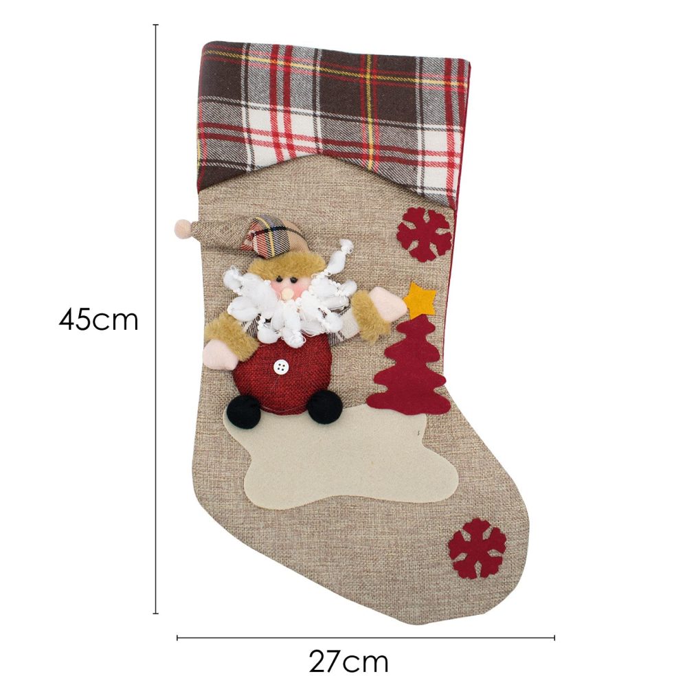 TRIXES Christmas stocking Set of 3 – Large Xmas Stockings for Children with 3D Christmas Characters Santa, Rudolph and Mr Snowman - 3 Christmas Stockings Large Xmas Decoration - Image 2