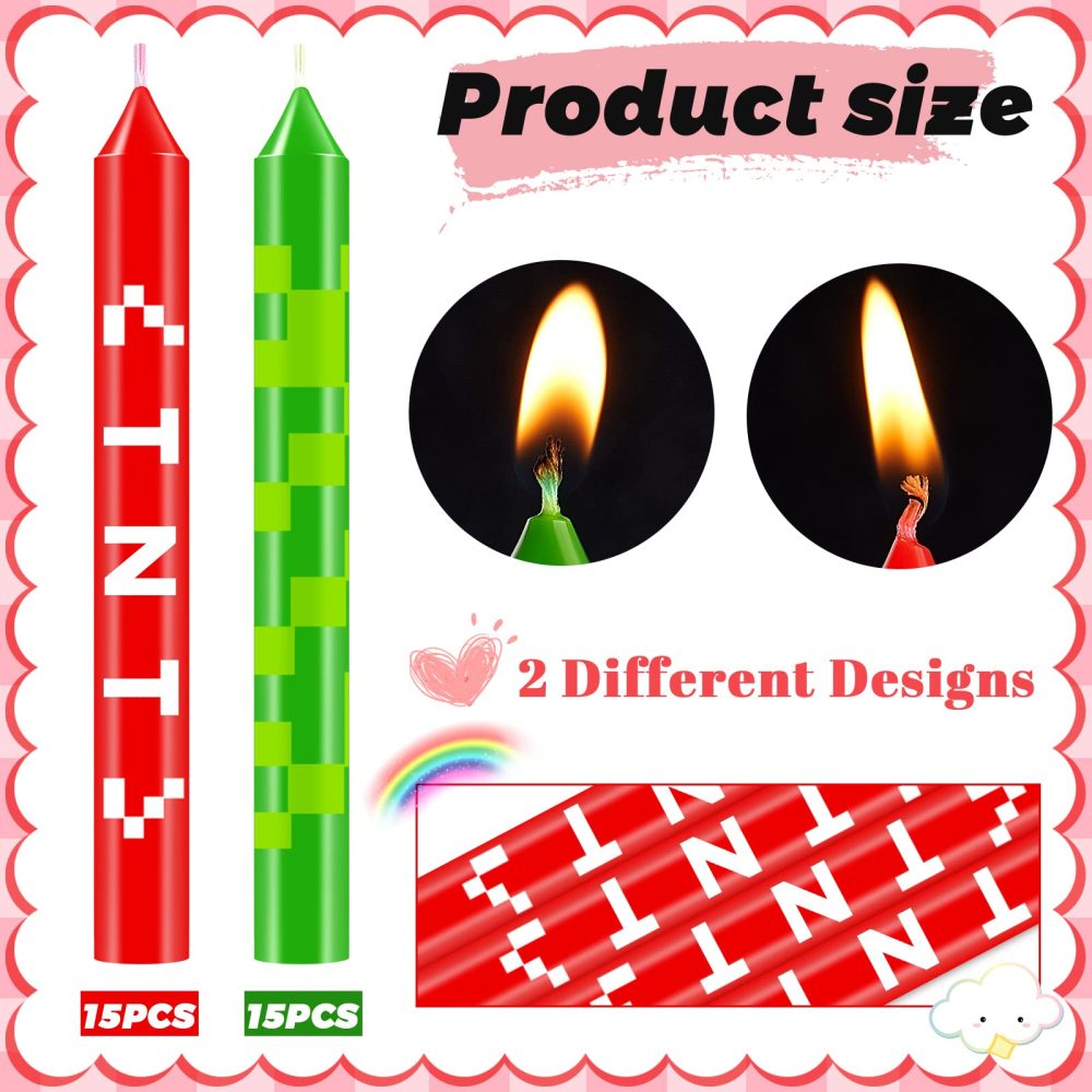 30 Pieces TNT Themed Birthday Candles Party Candles for Cake Red Birthday Candle Pixel Cake Candles for Birthday Graduation Celebration Wedding Party Supplies Decoration - Image 4