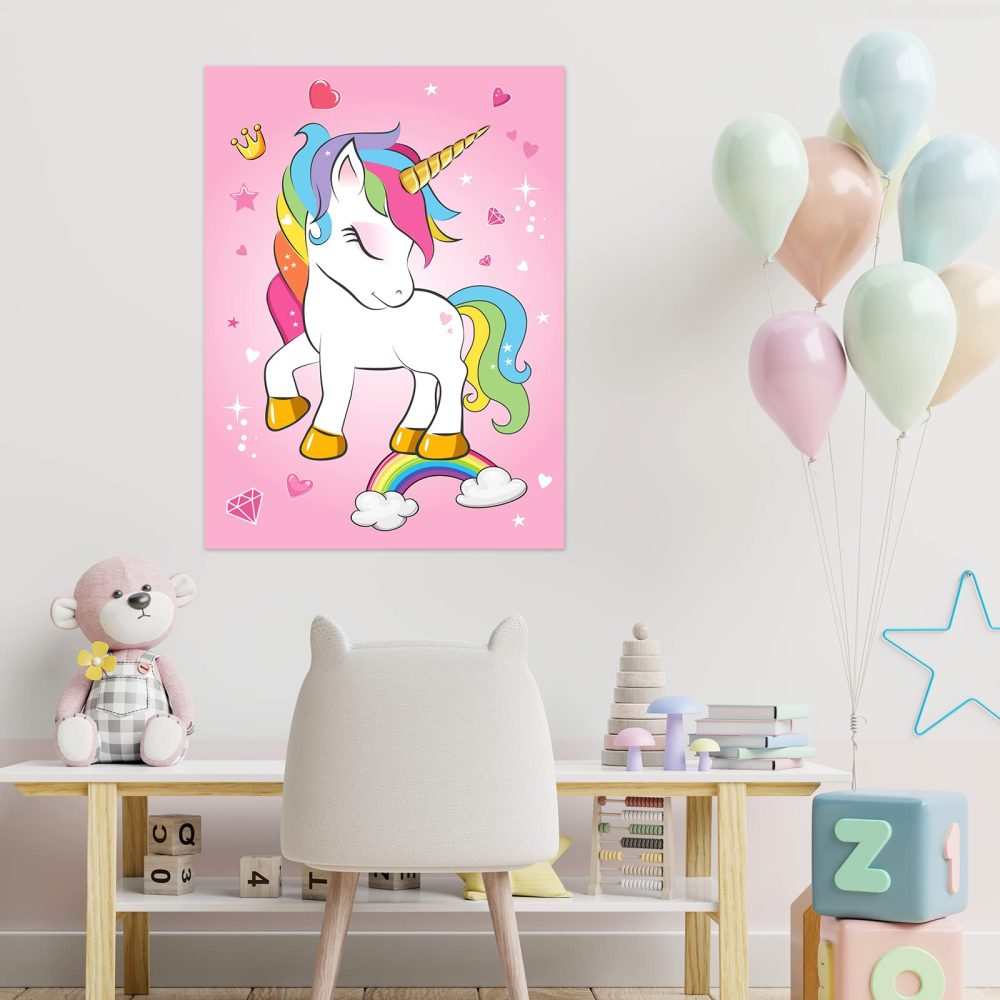 ASTARON Pin The Horn on The Unicorn Birthday Party Game with 30 Horns for Unicorn Party Supplies Favors Girls Rainbow Party Decorations, Pin The Tail Game for Christmas - Image 2