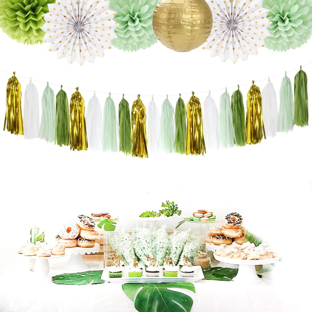 Sage-Olive Green Gold Party-Decorations Tassel-Garland - 20pcs Rustic Wedding Baby Shower Tassels Banner Streamers, Birthday Bachelorette Engagement Bridal Decor Lasting Surprise - Image 5