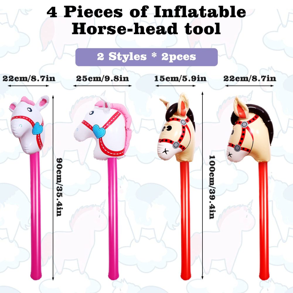 6 Pieces 40in Horse Head Inflatable Sticks Include 3 Pink Inflatable Horse Stick Balloons and 3 Red Inflatable Horse Stick Balloons for Birthday Christmas Theme Parties Home Decoration(2 Style) - Image 7
