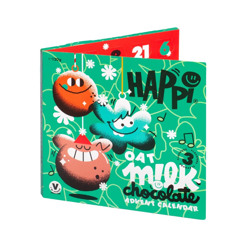 Happi 3 Flavour Christmas Vegan Advent Calendar 2024 Chocolate Made with Oat Milk - Vegan Chocolate Gluten Free Advent Calendar 2024