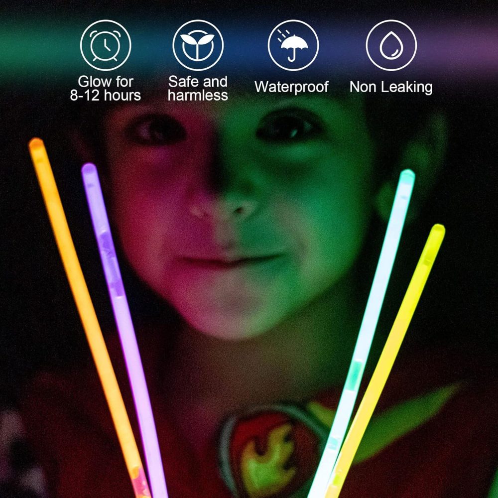 DELEE 100PCS Glow Sticks,Glow Sticks Party Packs Neon Glow Stick Bracelets,Glow Necklaces for Kids Adults, Perfect for Weddings,Parties,Festivals,Halloween,Christmas - Glow in the Dark Party Supplies - Image 7