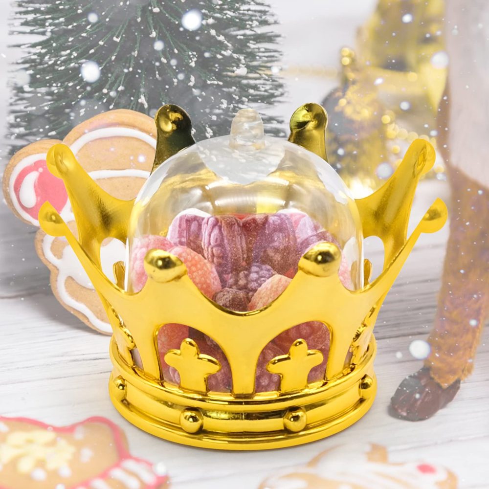 TULEBOLIAN Crown Candy Boxes Party Favorites, 12pcs Gold Fillable Crown With Dome Decorative Crown Candy Storage Boxes, Used For Baby Shower, Princess Party, Birthday Party, Wedding Decoration - Image 4