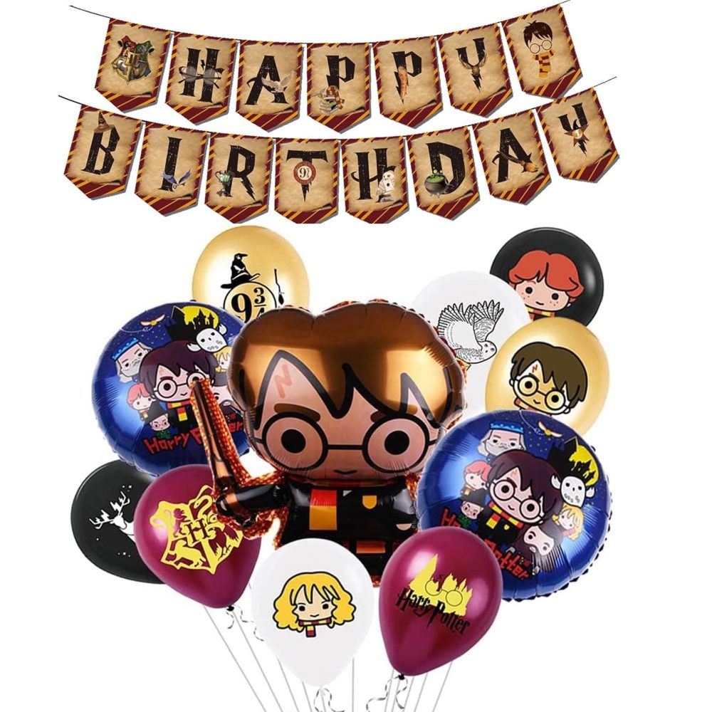 Wizard Birthday Party Decorations, Happy Birthday Banner Happy Birthday Balloons Latex Foil Balloons Birthday Party Decoration Suppliesfor Boys Girls