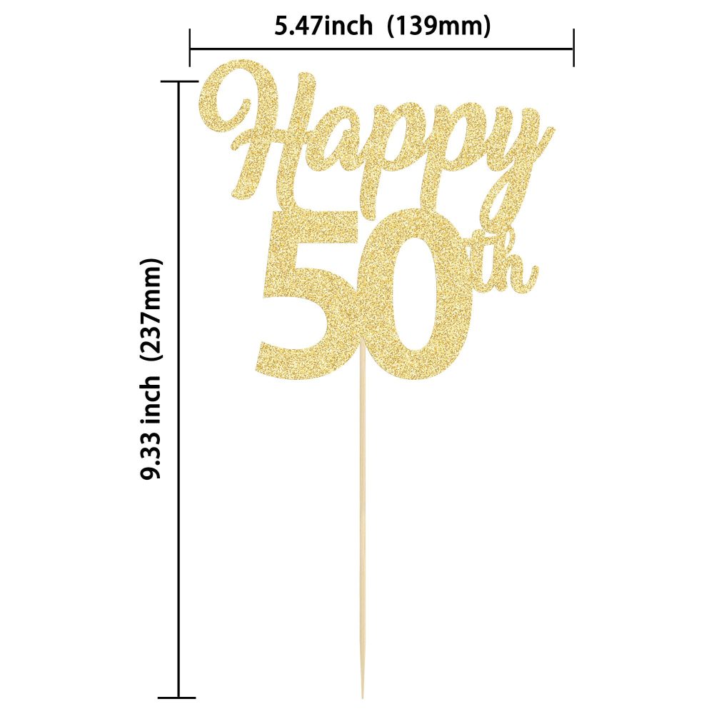 3Pcs Happy 50th Cake Topper Gold Glitter Number 50 Fifty Birthday Cake Pick Decorations for Cheers to 50 Years Old 50th Birthday Wedding Anniversary Party Supplies - Image 7