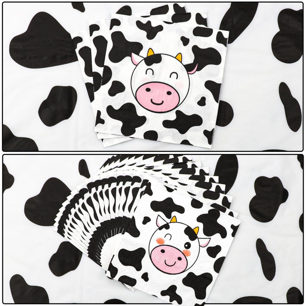 100 Pcs Cow Print Napkins, Cow Party Supplies, Cow Party Table Napkins for Farm Animal Themed Party, Western Theme Kid's Birthday, Baby Shower - Image 2