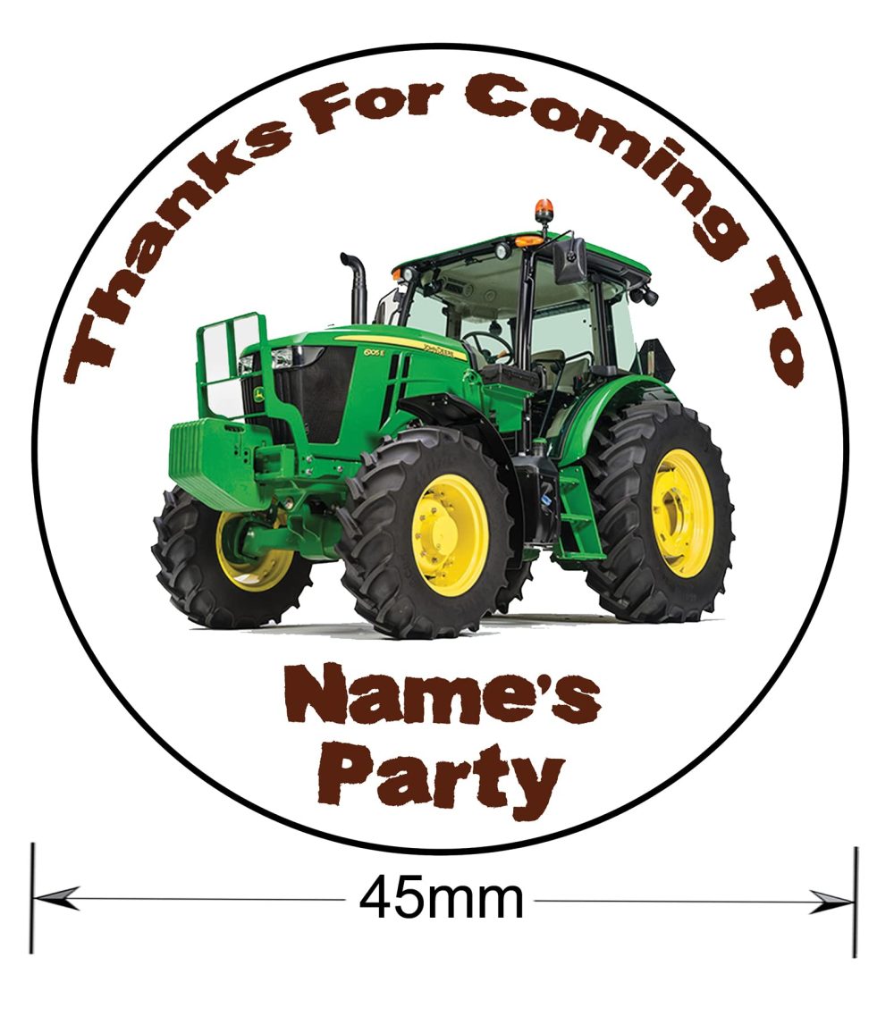 AK Giftshop Personalised Tractor Thank You Birthday Party Stickers for Party Bags & Sweet Cones (24 Stickers) - Image 6