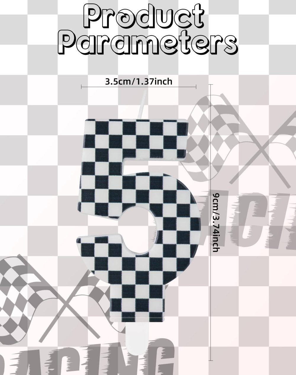 Racing Cars Birthday Candles with Black and White Stripes, Racing Cars Themed Birthday Party Decorations, Cars Number 1 Candles Cake Topper for Girls Boys 1st Birthday Decorations Party Supplies - Image 7