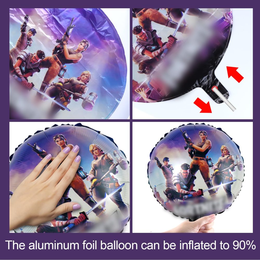 101 PCS Fortnit Birthday Decorations Boys,Fortnit Balloons,Fortnit Party Decorations,Game Foil Balloons Banner Fortnit Cake Topper,Fortnit Stickers,Game Birthday Party Supplies,Game Theme - Image 5
