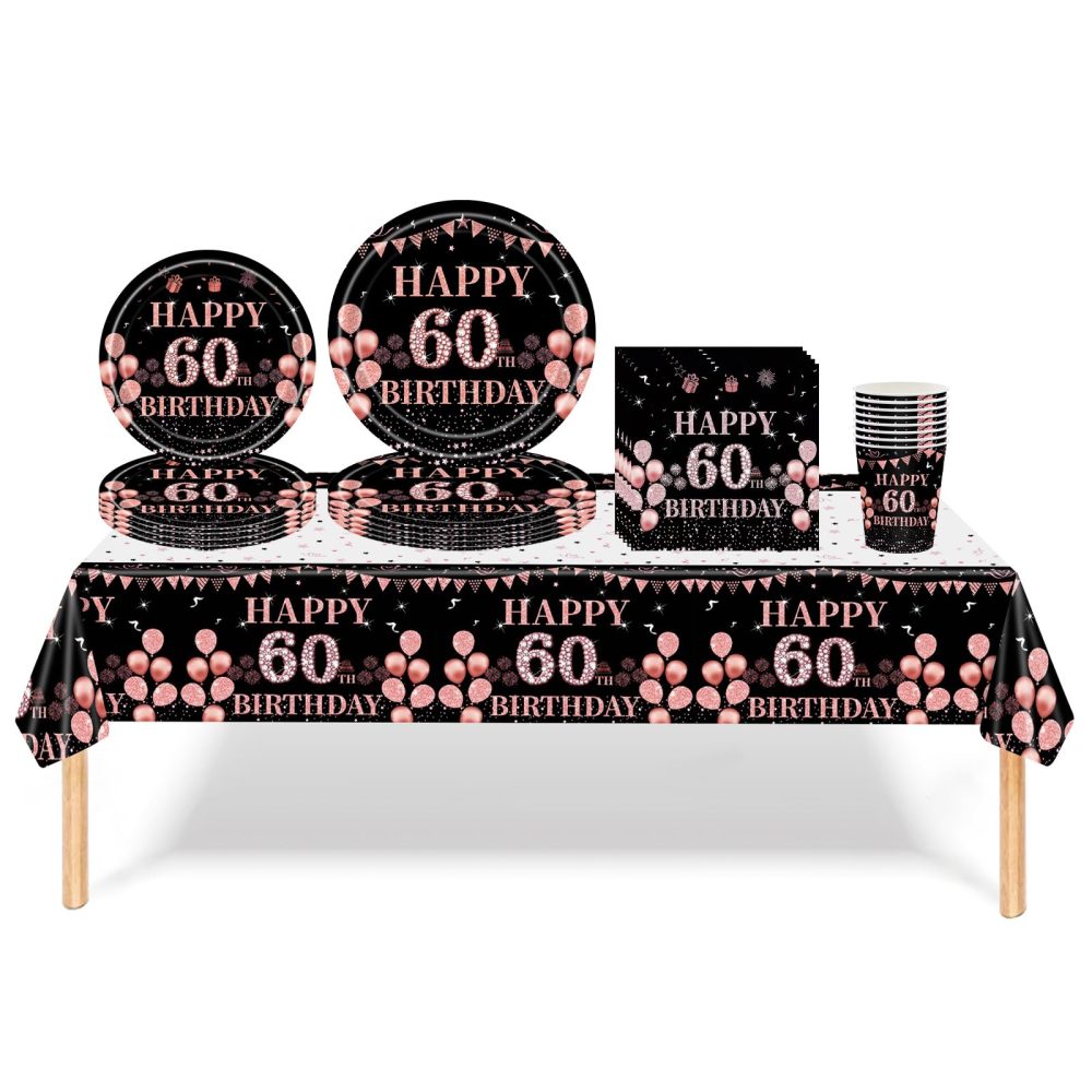 60th Serviettes Napkins,Black Rose and Gold Serviettes 60th Birthday Napkins for Women Women,20Pcs Napkins Disposable Tableware,Tissue Luncheon Paper Napkin for Women,Kids 60th Birthday Party Supplies - Image 2