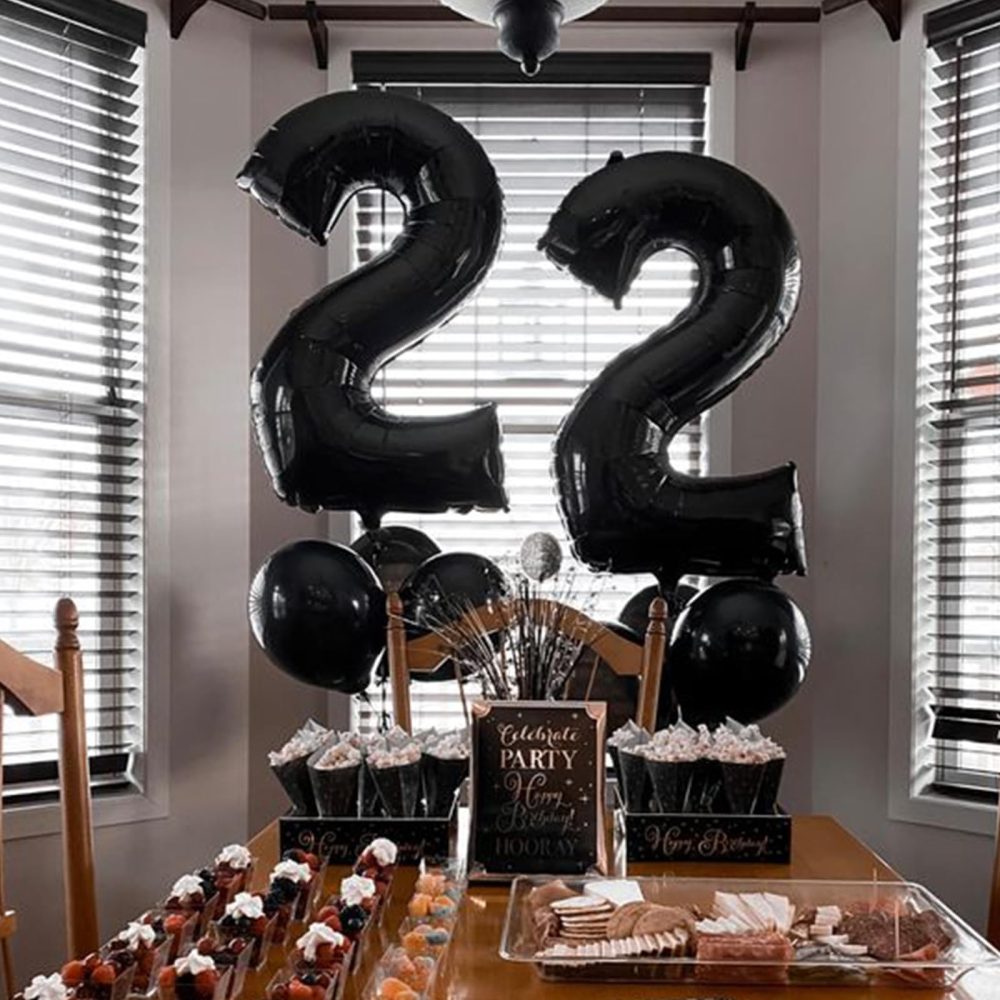 40 Inch Black 21 Number Balloons,Black 2 & 1 Mylar Foil Large Balloons,21 Big Digit Number Balloon for Boys Men 12th 21th Birthday Anniversary Party Supplies - Image 4
