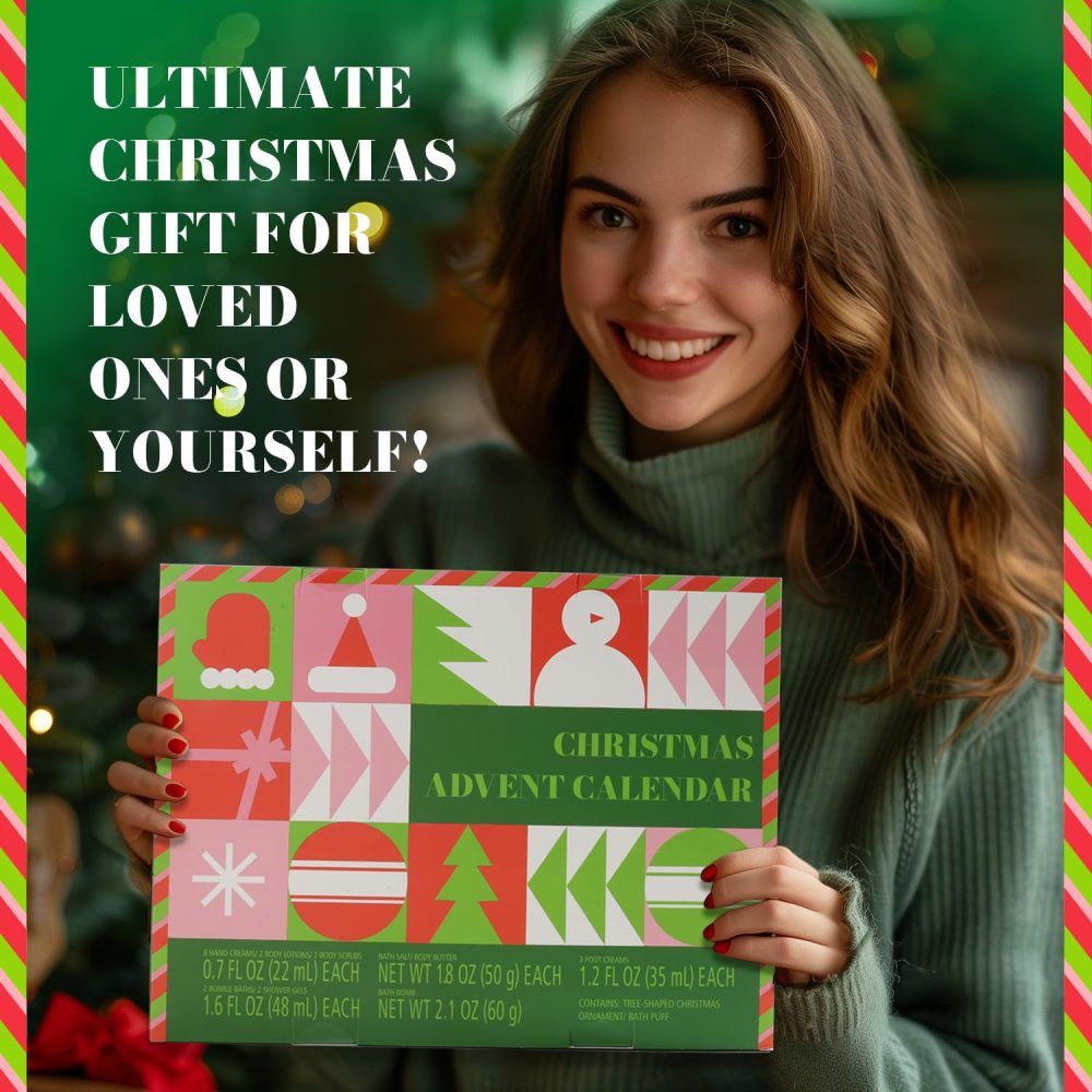 Advent Calendar 2024, 24pc Christmas Spa Gifts Set for Women, Hand Cream, Lotions, Bubble Baths,Christmas Tree Bomb Skincare Christmas Gift for Mum Ladies - Image 2