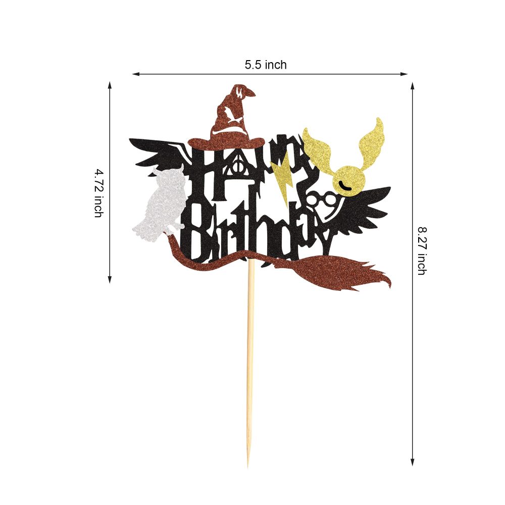 Arthsdite 1 Pc Magical Wizard Happy Birthday Cake Topper Inspired Cake Pick Decorations for Wizard Theme Birthday Party Supplies - Image 6
