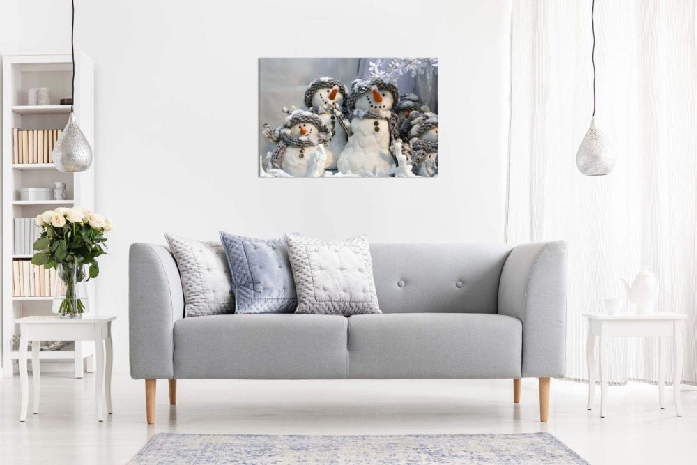 Family Of Snowmen Christmas Winter Canvas Wall Art Picture Print (18x12in), Living Room - Image 3