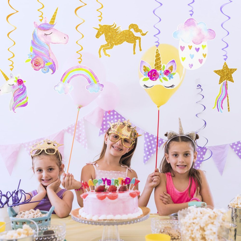 CHEERYMAGIC 10pcs Unicorn Hanging Swirls, Unicorn Party Decorations, Rainbow Unicorn Birthday Decorations Ceiling Streamers for Girls Birthday Party Supplies Unicorn Theme Hanging A6-DJSLXGS - Image 3