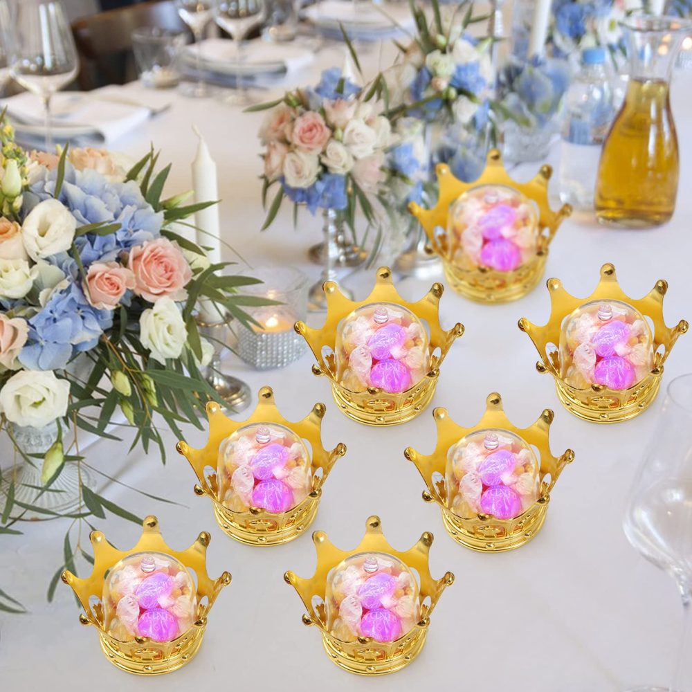 TULEBOLIAN Crown Candy Boxes Party Favorites, 12pcs Gold Fillable Crown With Dome Decorative Crown Candy Storage Boxes, Used For Baby Shower, Princess Party, Birthday Party, Wedding Decoration - Image 2