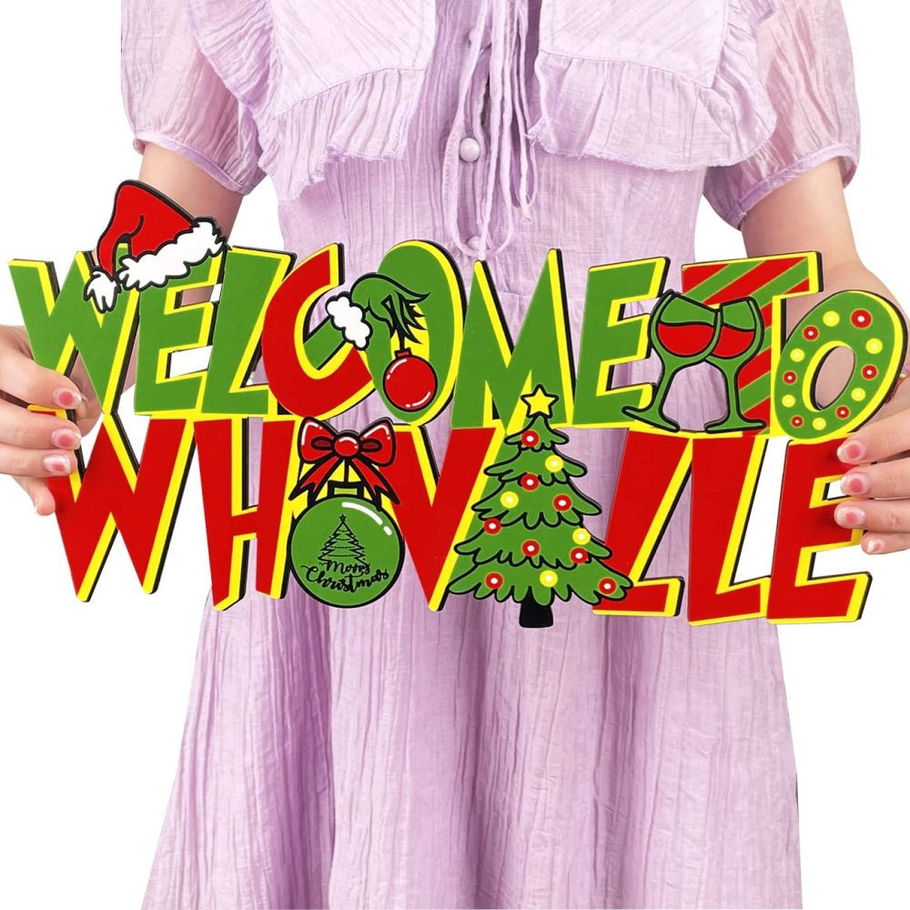 Zhynice Christmas Door Hanging Signs Merry Christmas Wooden Hanging Sign Christmas Tree Ornaments Front Door Decorations Christmas Themed Party Decor Supplies Indoor Outdoor