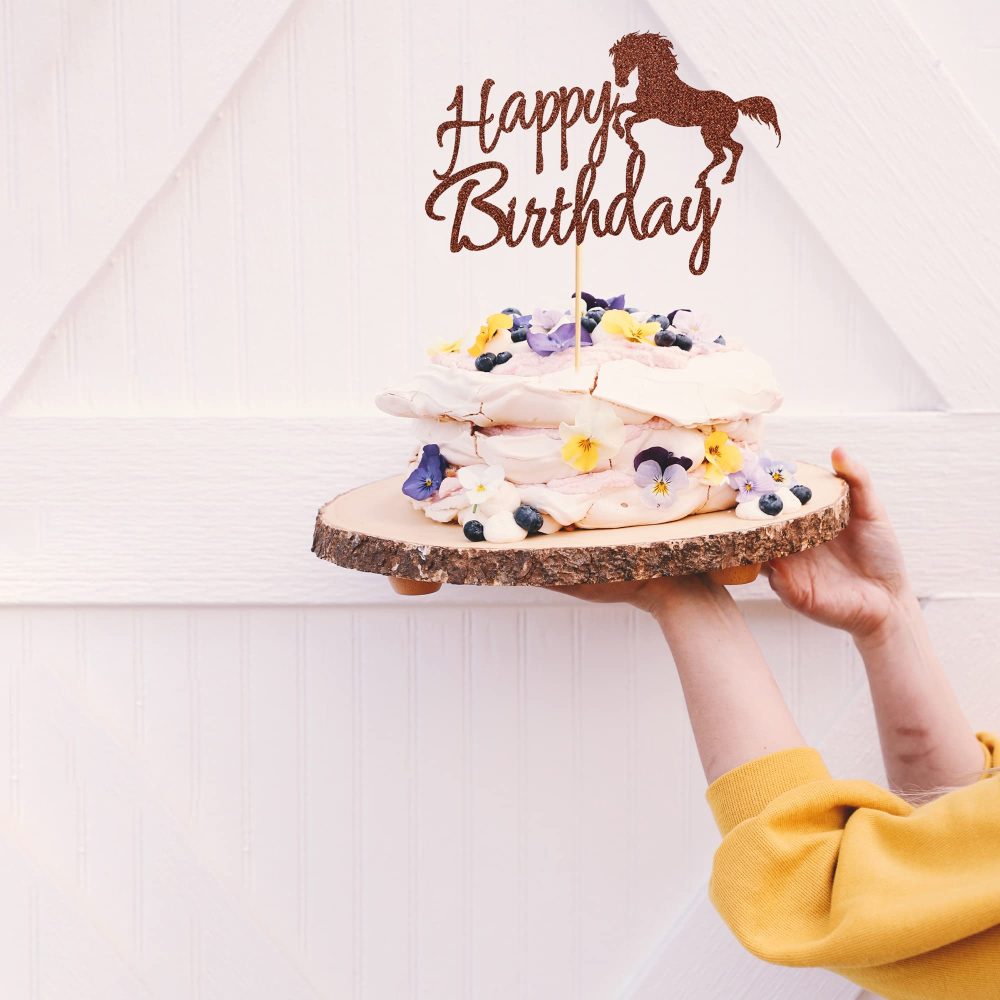 Arthsdite Horse Happy Birthday Cake Topper, Horse Racing Theme Birthday Party Decoration for Boys Girls Men Women, Kids Birthday Party Decoration Supplies - Image 2