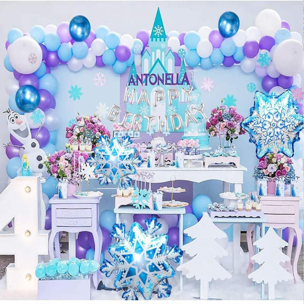 Frozen Balloons Arch Garland Kit, Frozen Birthday Party Decoration Happy Birthday Snowflakes Foil Balloon Frozen Decorations for Birthday Party Girl Home Decorations - Image 2