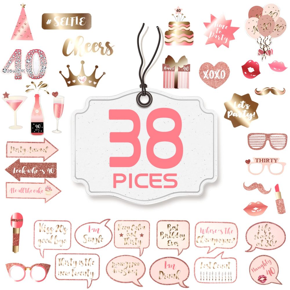 Newthinking 40th Birthday Photo Booth Props, Rose Gold Inflatable Selfie Frame Funny DIY Birthday Party Props for 40th Birthday Party Supplies Decoration - Image 7