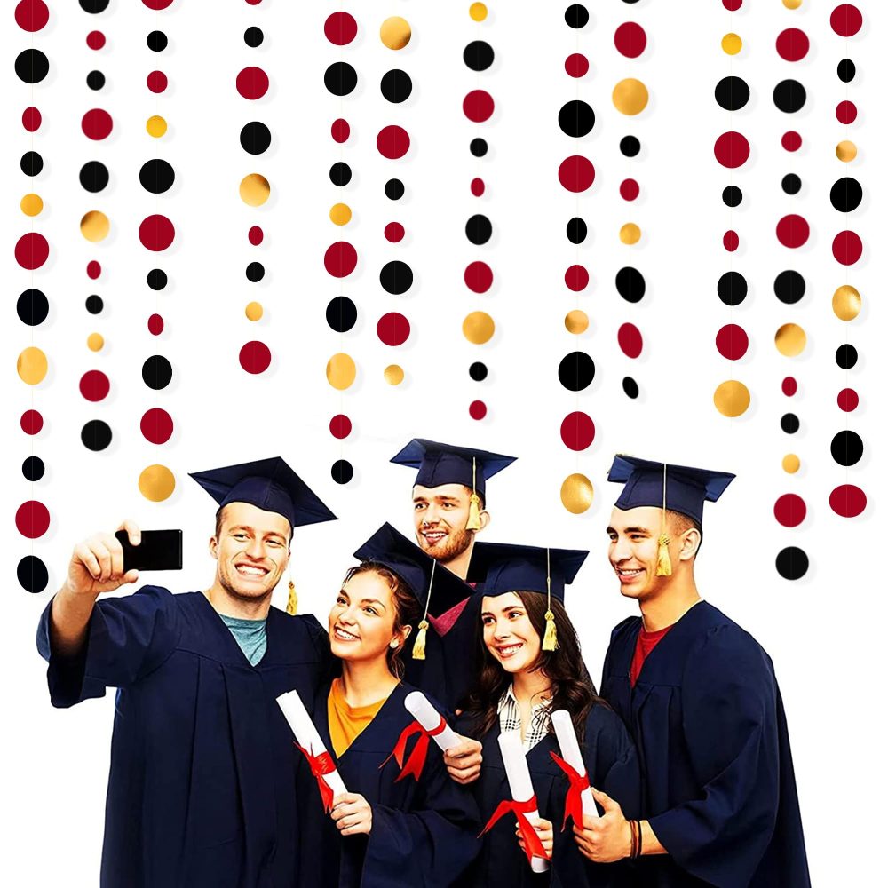 46Ft Red Black Gold Circle Dots Garland Party Decorations Hanging Paper Polka Dots Streamer for Graduation Birthday Wedding Bridal Baby Shower Anniversary Pirate Poker Casino Las Vegas Party Decor - Image 6