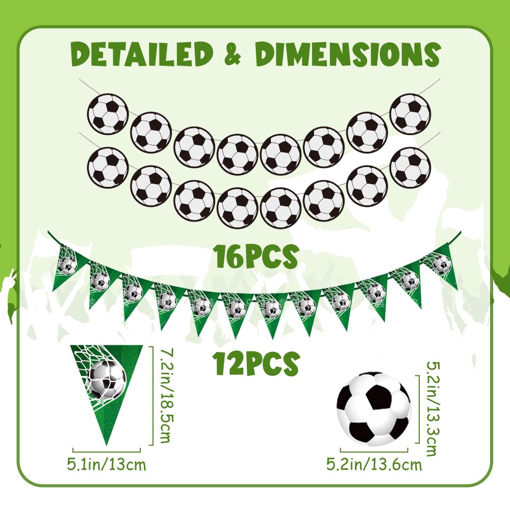 Football Hanging Swirl Party Decoration - 36 Pieces Football Party Decoration Football Banner Garlands Football Hanging Swirls Pattern Cards Soccer Bunting For Boys Kid Football Fans Birthday Party - Image 7