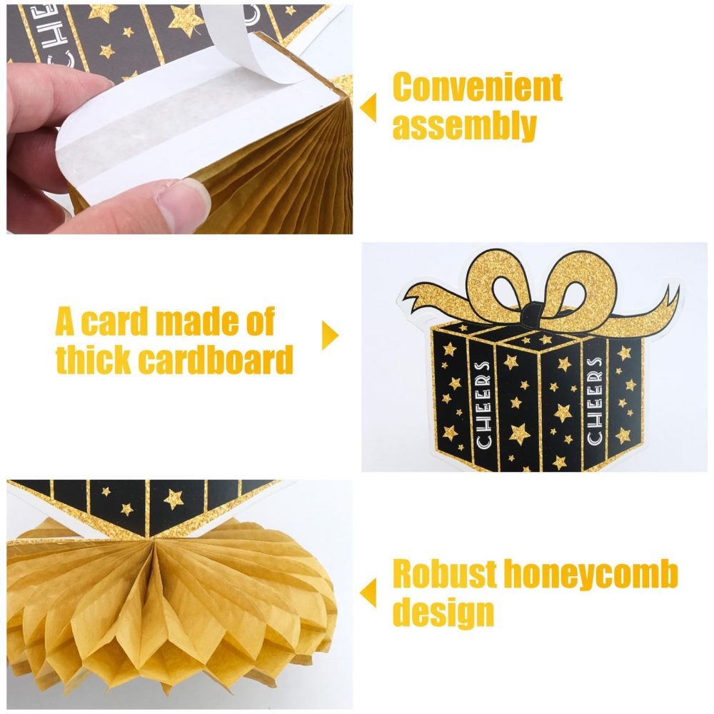 60th Birthday Honeycomb Centerpieces, 8 Pieces Birthday Table Decorations for Women Men 60th Birthday Party Centerpiece Table Toppers Decor Supplies - Image 6