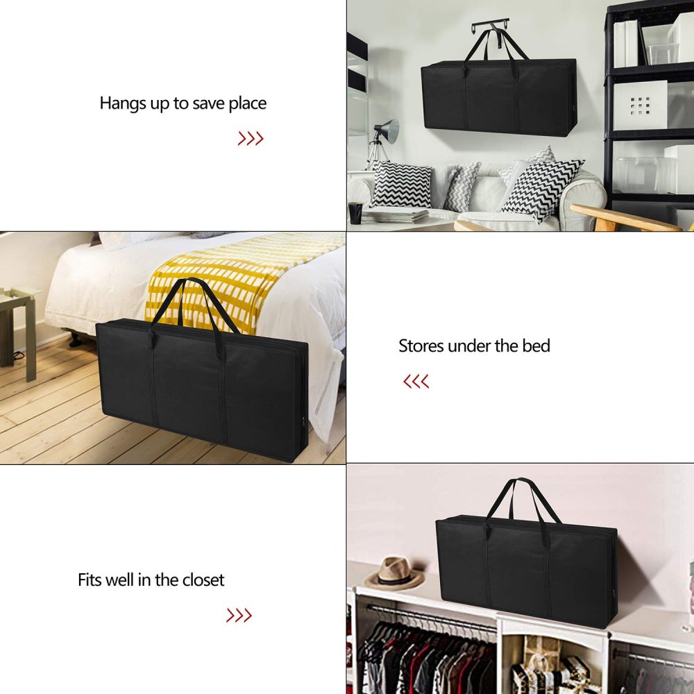 Dokon Christmas Wrapping Paper Storage Bag, Waterproof, Heavy Duty, Rip Resistant 600D Oxford Fabric Gift Wrap Storage Organiser Bags with 3 Compartments (82 x 13 x 34cm) - Black - Image 3