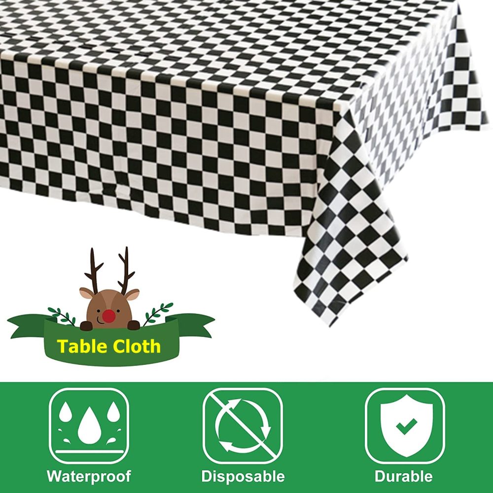 137*274cm Black and White Checkered Disposable Table Cloth Table Covers,Party Rectangular Tablecover Plastic Tablecloths for Racing Party,Picnic,Baby Shower,Wedding,Birthday Parties Decoration - Image 7