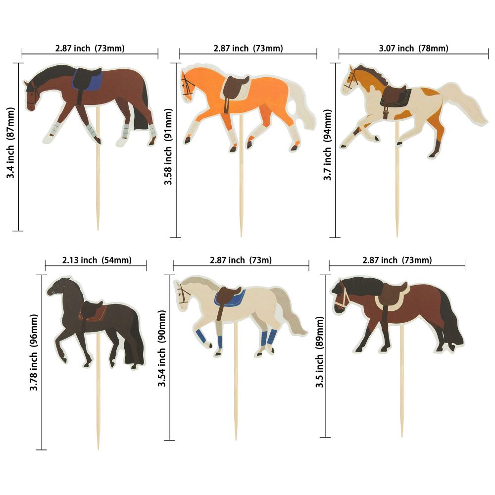 Gyufise 36 Pack Horse Cupcake Toppers Horse Racing Cake Toppers Horse Cake Decoration Horse Party Decorations for Horse Racing Party Equestrian Themed Birthday Baby Shower Wedding Party Supplies - Image 5