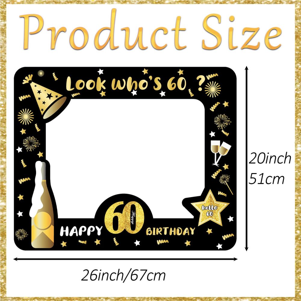 60th Birthday Photo Booth Props,Black Gold Inflatable Selfie Frame Picture Frame,Giant Inflatable Party Photo Booth Frame for 60th Birthday Party Decorations Supplies Men Women Favor Gift - Image 5
