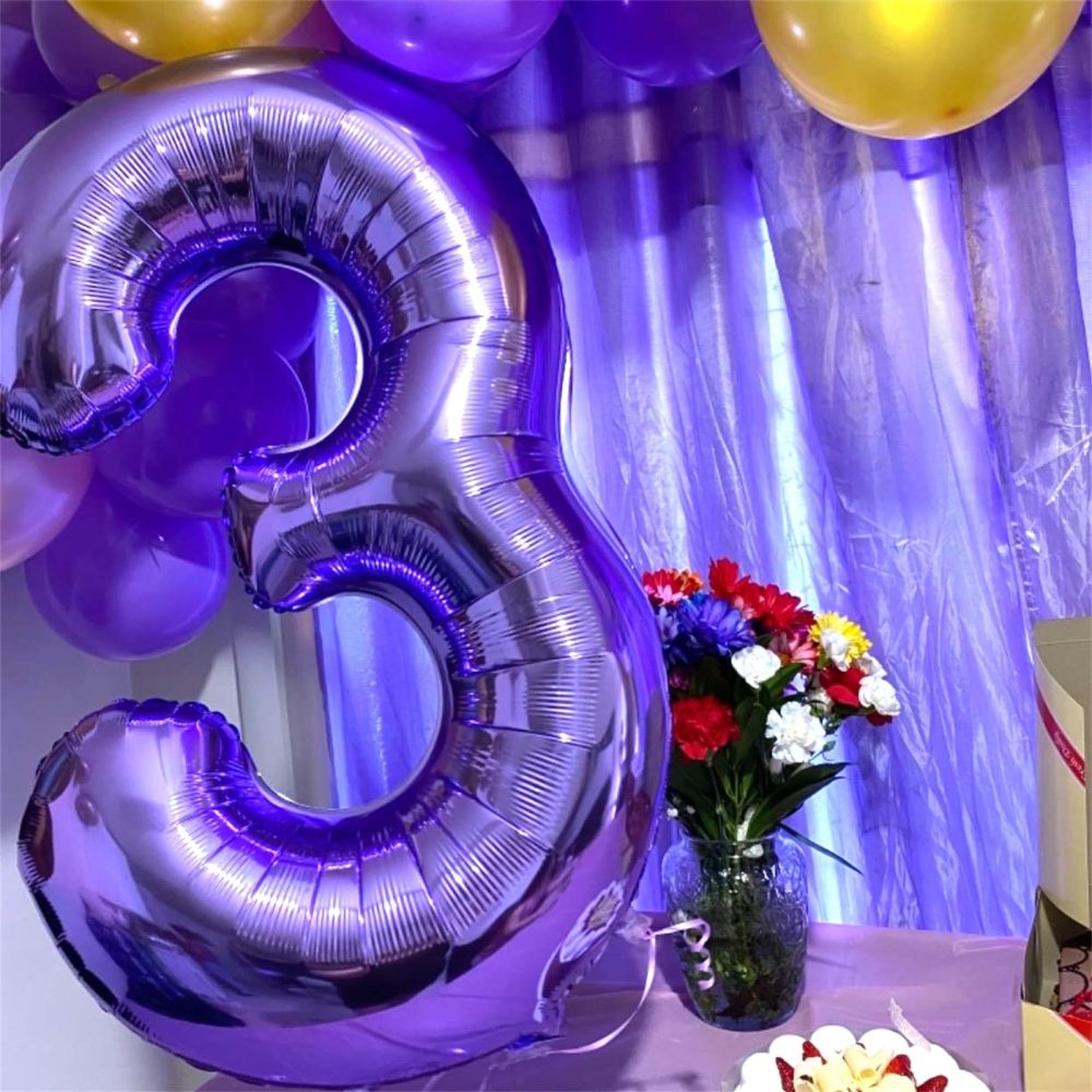 Purple Number 30 Balloons, 40 Inch Purple Mylar Foil Number 3 & 0 Balloons for Women, Self Inflating 30th Birthday Balloons for 30 Year Old Anniversary Birthday Party Decorations Supplies - Image 5