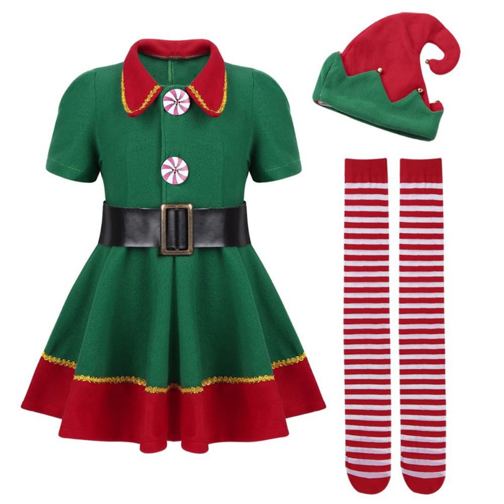 RTGSE Adult Christmas Elf Costume Clothes Set Santa's Helper Cosplay Sets Men Women Christmas Elf Outfit for Holiday Party - Image 3