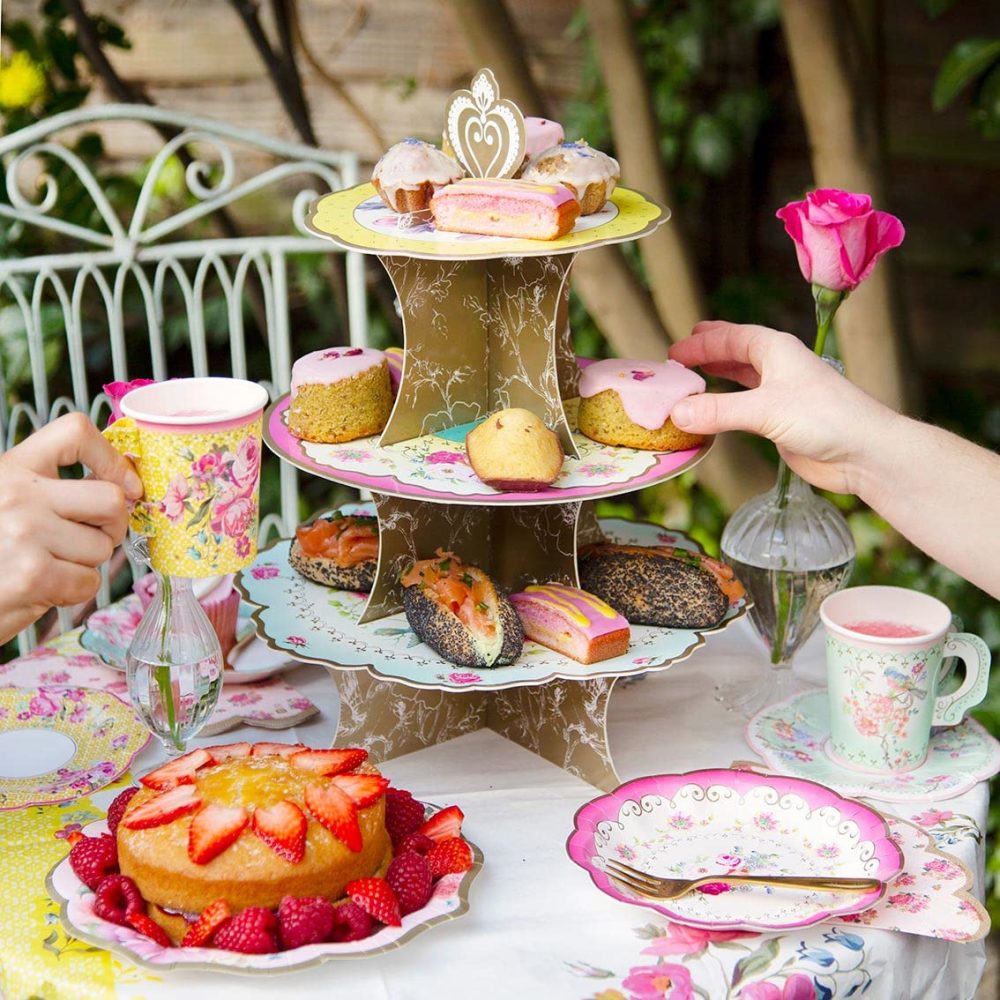 Talking Tables Vintage Floral Afternoon Tea Party Plates | Pack of 24 Truly Scrumptious Disposable Tableware for Birthday, Garden Party, Baby Shower, Wedding, Anniversary Hen do (17cm), Pink - Image 3