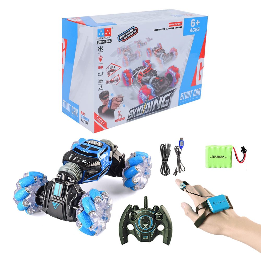 YueLi Rc Car Gesture Sensing Twist Car Dual Remote Control Four-Wheel Drive Off-Road All-Terrain RC Electric Toy Car with Rechargeable Battery for Boys, Children, Ddolescents and Adults(Blue/Black) - Image 3