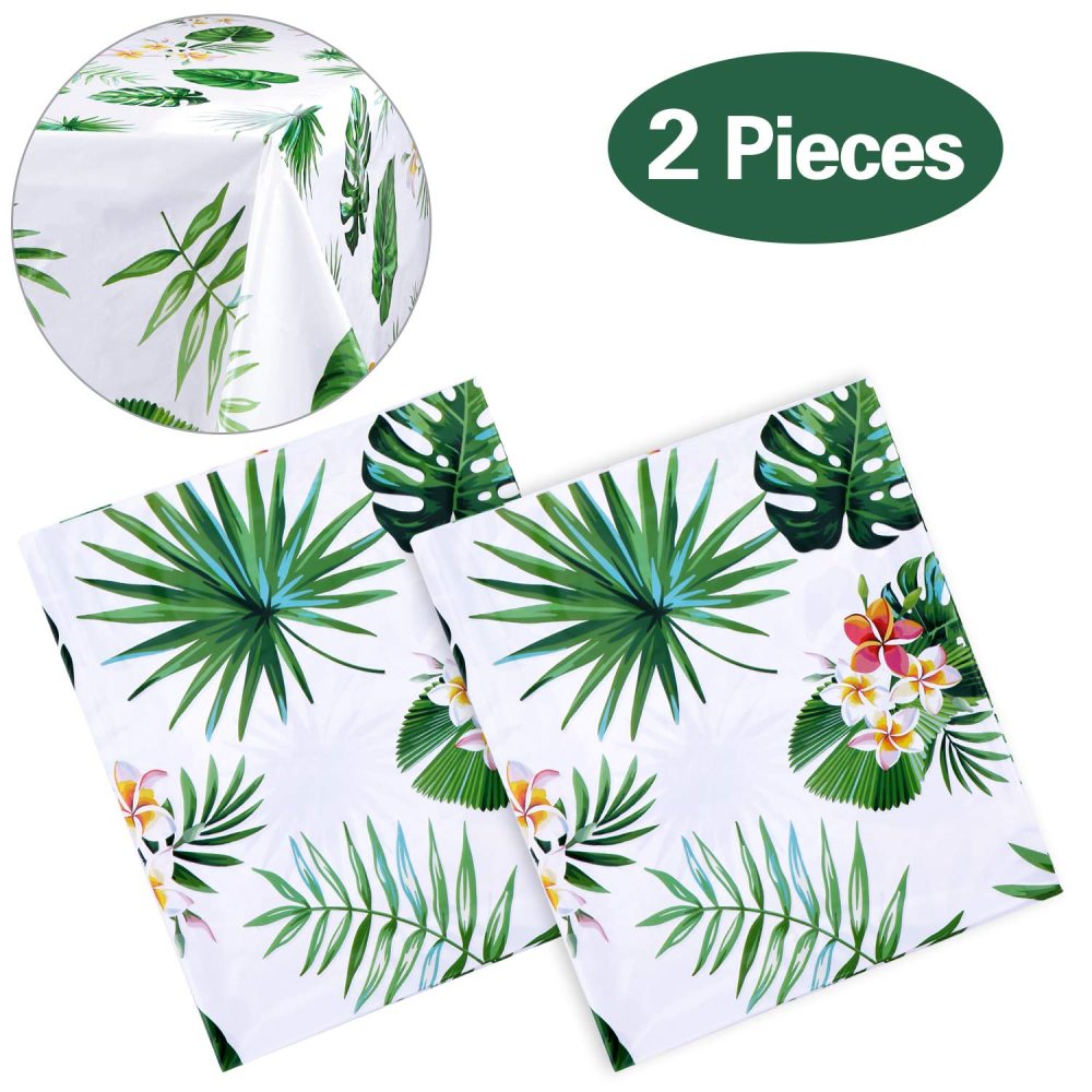 PHOGARY Hawaiian Luau Tablecloths for Party Decoration, 2 Pack Hawaii Disposable Plastic Rectangular Table Covers, Aloha Tropical Palm Leaves Table Cloth Party Supplies - Image 5