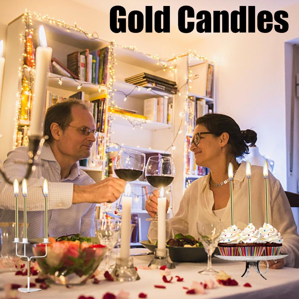 35PCS Gold Birthday Cake Candles Set,24PCS Birthday Cake Candles 11 Glitter Happy Birthday Cake Toppers Long Gold Candle Candles for Cake for Birthday Wedding Party Decoration - Image 4