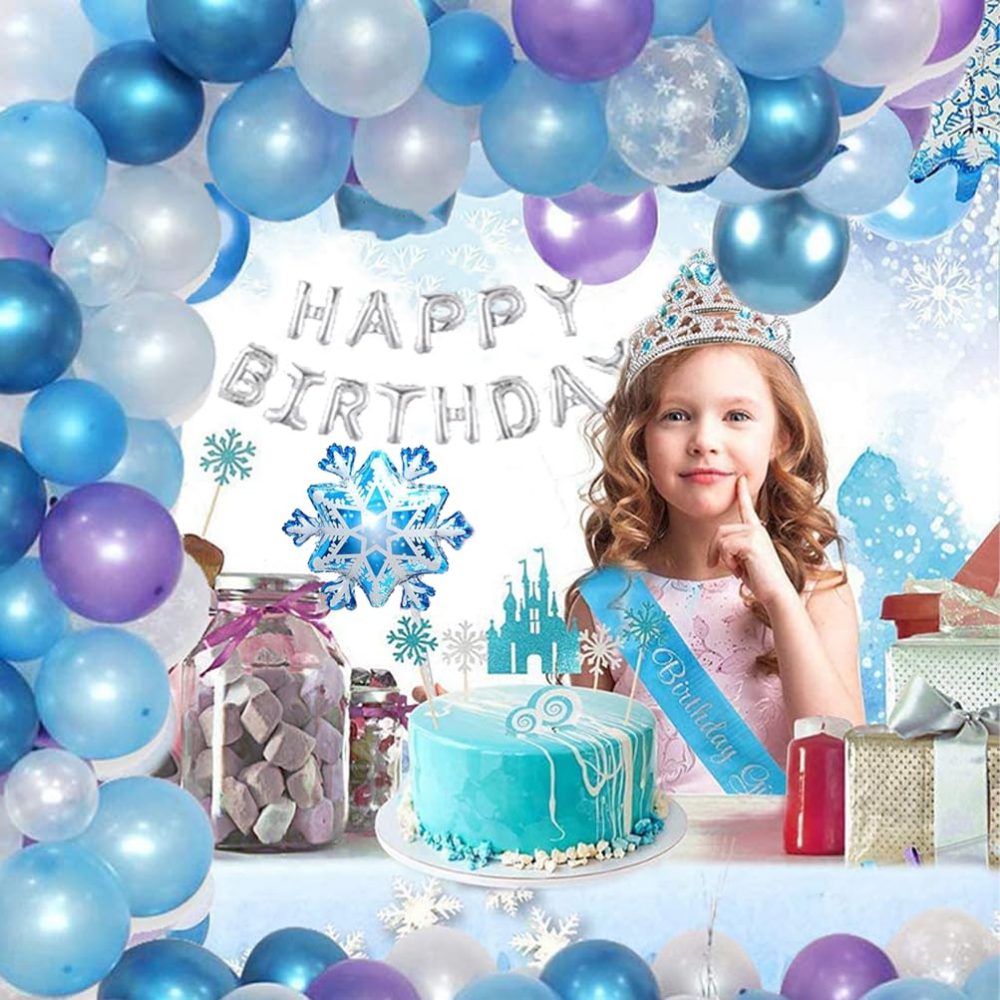 Frozen Balloons Arch Garland Kit, Frozen Birthday Party Decoration Happy Birthday Snowflakes Foil Balloon Frozen Decorations for Birthday Party Girl Home Decorations - Image 3