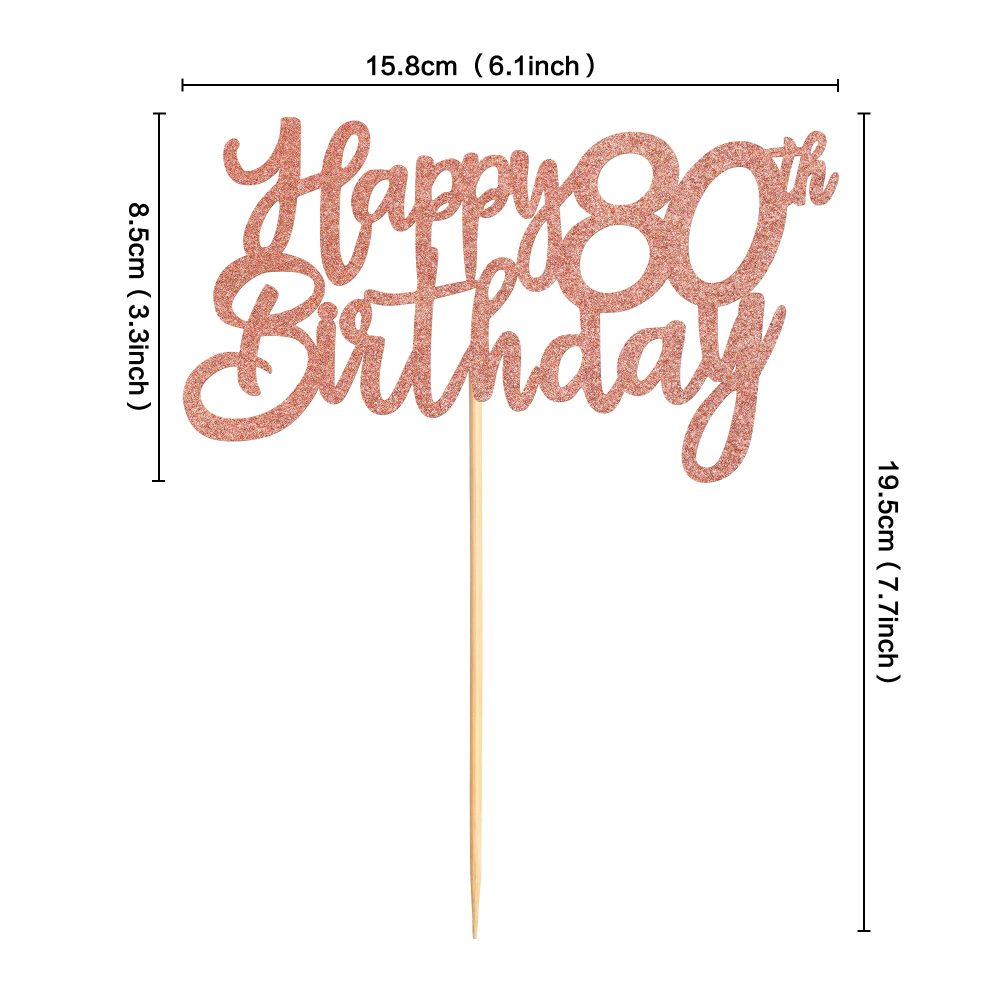 Blumomon 3 Pack Rose Gold Happy 80th Birthday Cake Topper Glitter Happy 80 Cupcake Topper Cheers to 80 Fabulous Cake Decoration for 80th Birthday Party Decoration Supplies - Image 5