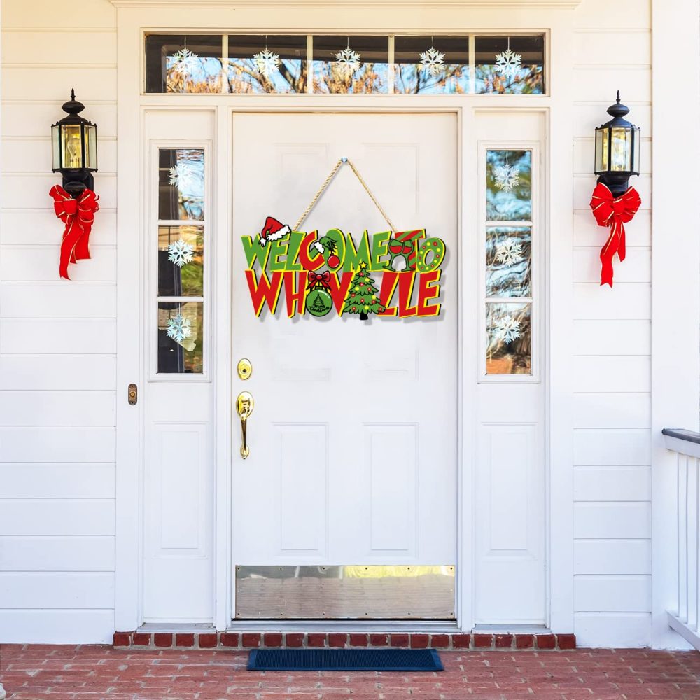 Zhynice Christmas Door Hanging Signs Merry Christmas Wooden Hanging Sign Christmas Tree Ornaments Front Door Decorations Christmas Themed Party Decor Supplies Indoor Outdoor - Image 6