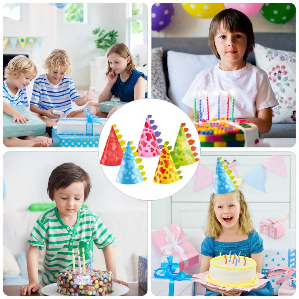Satiskid 10 Pcs Dinosaur Theme Party Hat Kids Dinosaur Cone Hats Dinosaur Party Paper Hats Kids Birthday Party Hats for Kids Birthday Hats Cartoon Elastic Band Baby Happy Birthday - Image 4