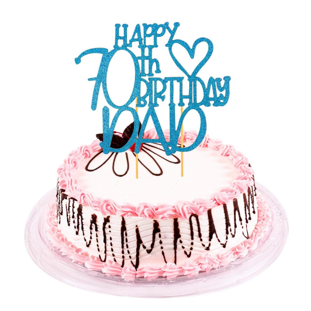 Happy 70th Birthday Cake Topper, 70th Birthday Decorations for Her, Happy Birthday Cake Topper Decoration, 70th Birthday Cake Topper, Birthday Cake Toppers, 70th Birthday Theme Party Supplies Blue - Image 6