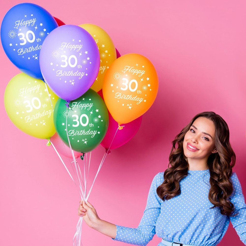 30th Birthday Balloons 10PCS, 12" Latex Assorted Multicolour Numbers Birthday Balloons, Digit Balloons, Number 30 Age Balloons for 30 Year Old Birthday, 30th Anniversaries Party Decorations Supplies - Image 2