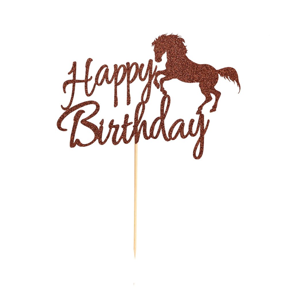 Arthsdite Horse Happy Birthday Cake Topper, Horse Racing Theme Birthday Party Decoration for Boys Girls Men Women, Kids Birthday Party Decoration Supplies - Image 6