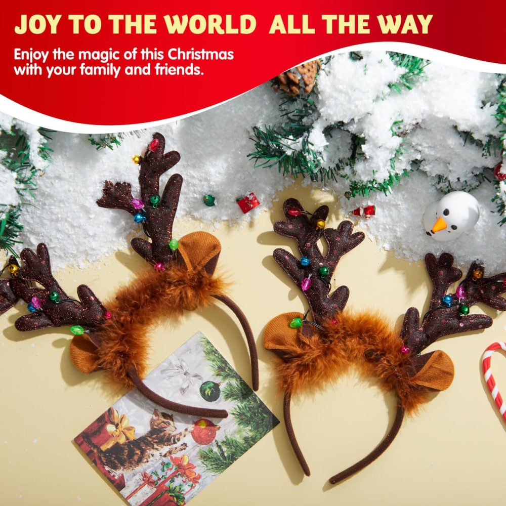 JOYIN 4Pcs Light-Up Reindeer Headband, Christmas LED Antlers Reindeer Hat Headbands Holiday Headbands for Christmas Supplies and Holiday Parties Favors (ONE SIZE FITS ALL) - Image 5