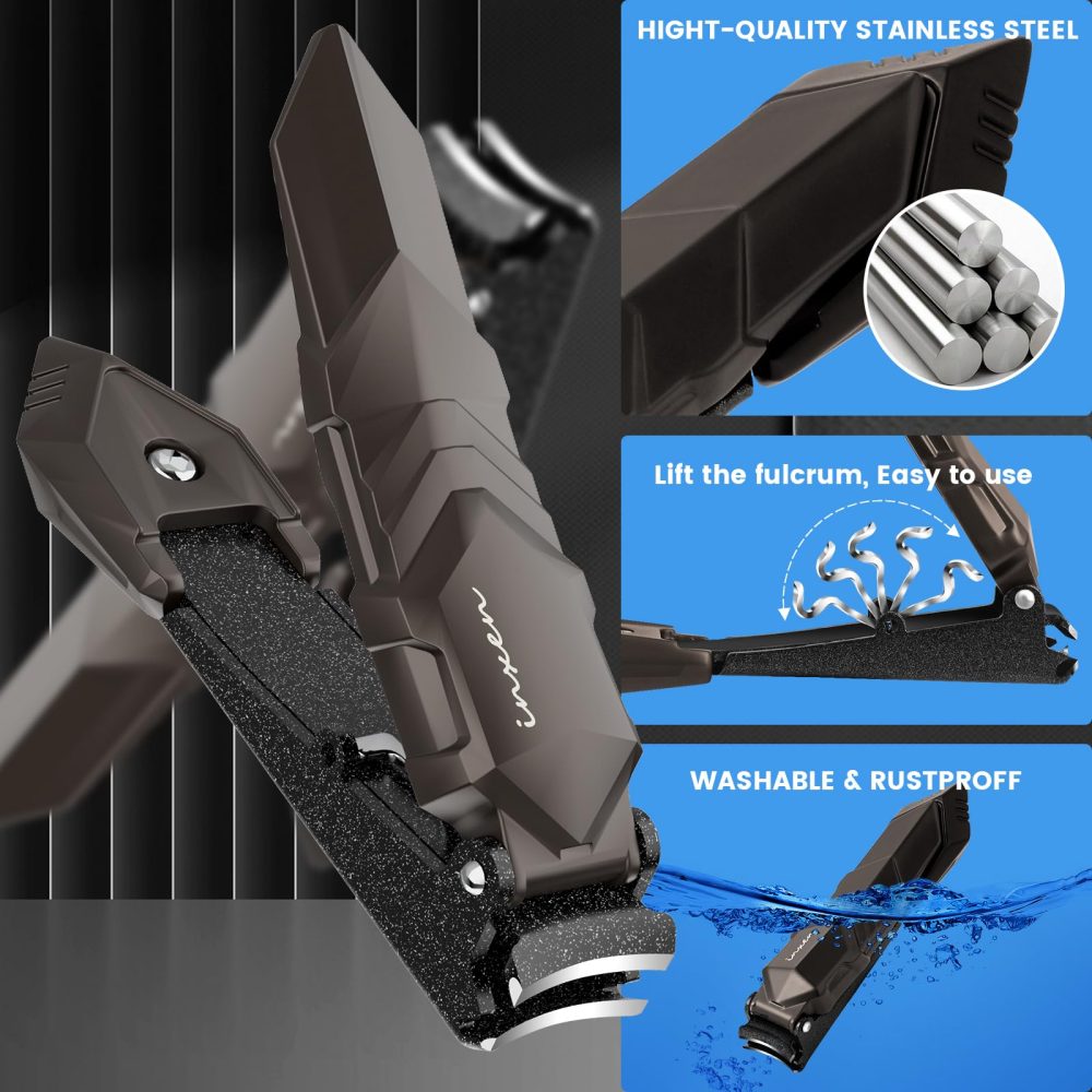 Nail Clippers for Men with Catcher – No Splash, Self-Collecting Premium Steel Nail Clippers for Fingernails & Toenails, Perfect for Men & Women, Great Gadget & Stocking fillers for Men Gift - Image 5