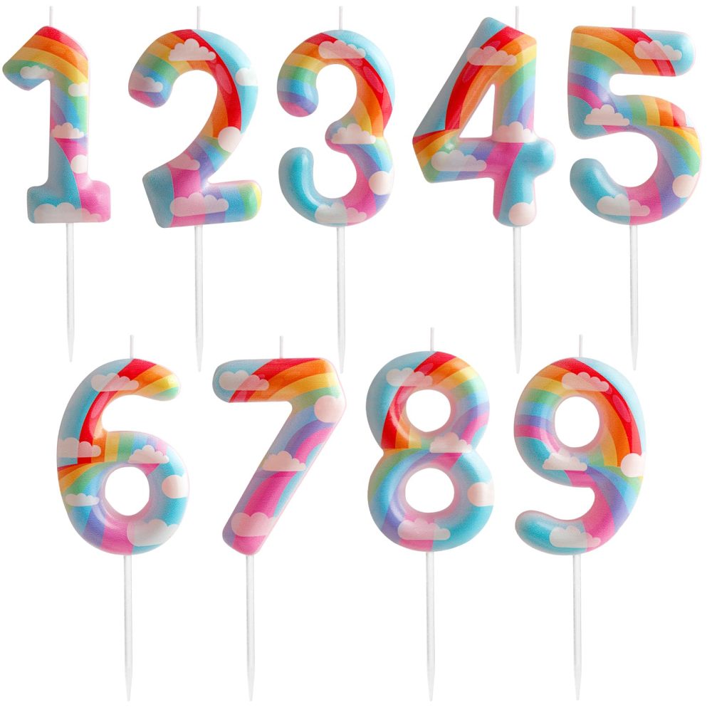 6th Birthday Candles Number 6 Pink Rainbow Birthday Party Cloud Rainbow Theme Adorable Design for Baby Girl Boy Birthday Cake Topper, Graduation Celebration Anniversary Wedding Decorations - Image 2
